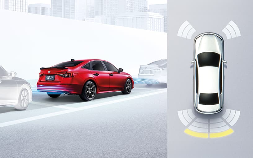 เซนเซอร์กะระยะหน้า 4 จุด และหลัง 4 จุด